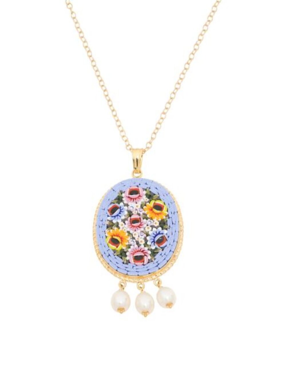TAGLIAMONTE Made In Italy 18kt Gold Plated Blue Venetian Glass Pendant Necklace